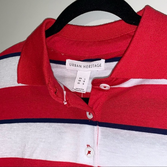 Striped Long Sleeve Polo Collar Crop Top - Picture 3 of 3